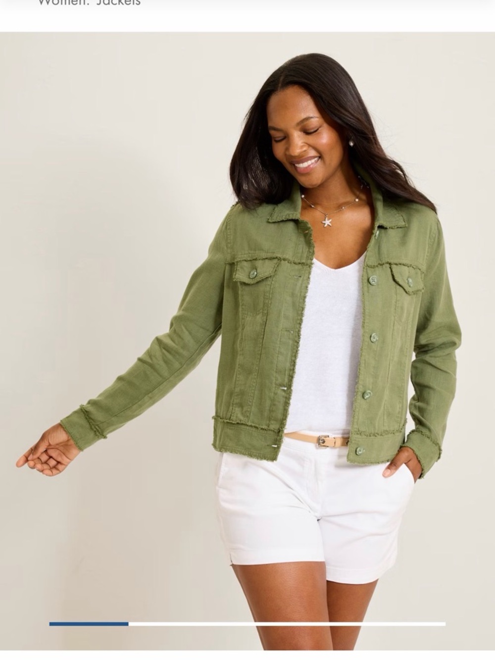 Tommy Bahama Olive Green Linen Raw Edge Jean Jacket